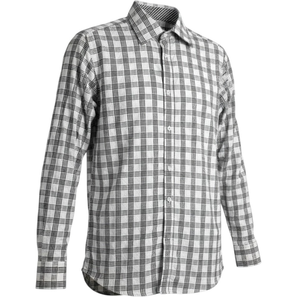 Tailorbyrd Grid Plaid Long Sleeve Button Down Shirt Black White XXL